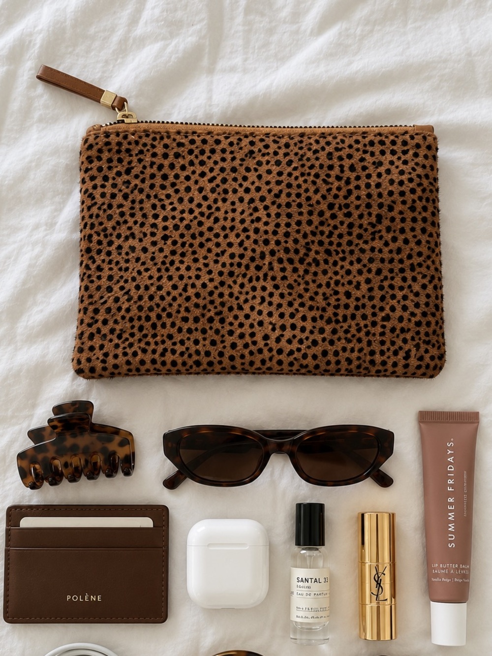NWT Madewell Spotted Haircalf Leather Zip Clutch Cheetah